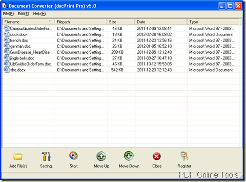 add file (s) in Document Converter