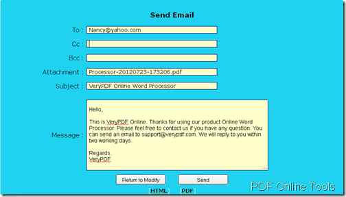 send created PDF through email