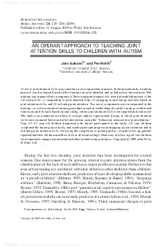 An operant approach to teaching joint attention skills to children with autism