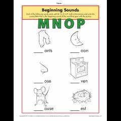 Beginning Sounds MNOP | Phonics Worksheets