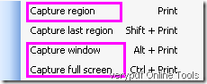 Three capture creenshot modes