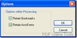 set opions in Options window