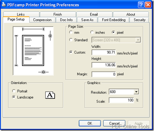 set PDF page